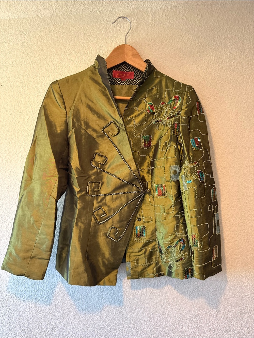 METALLIC  Olive Green Embroidered Sequined Jacket